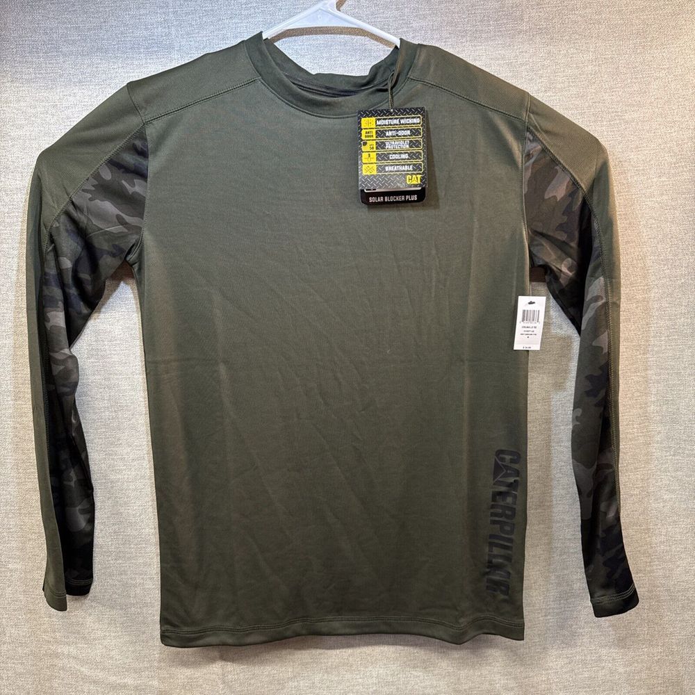 Green camo long‎ sleeve caterpillar shirt, Medium,moisture Wicking, NWT